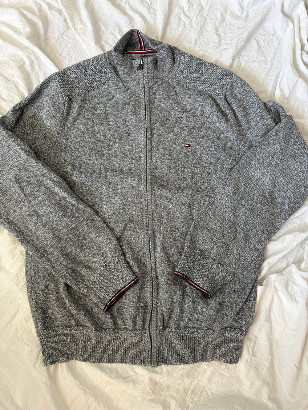 Tommy Hilfiger Gray Full-Zip Knit Sweater Jacket
